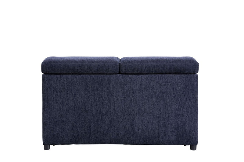 ACME Nekoda Storage Sleeper Sectional Sofa and Ottoman, Navy Blue Fabric 55520 - Atlantic Fine Furniture Inc