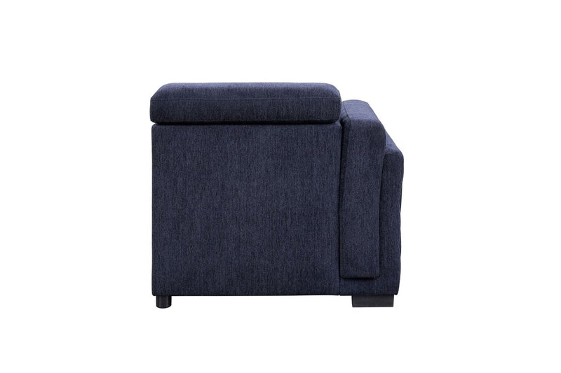 ACME Nekoda Storage Sleeper Sectional Sofa and Ottoman, Navy Blue Fabric 55520 - Atlantic Fine Furniture Inc