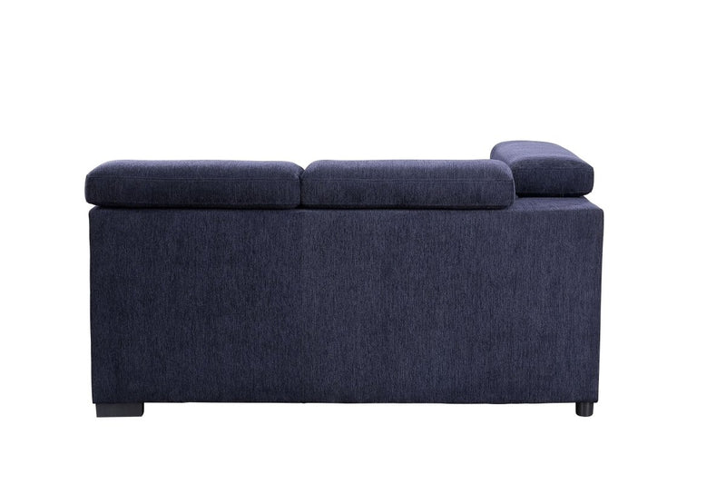 ACME Nekoda Storage Sleeper Sectional Sofa and Ottoman, Navy Blue Fabric 55520 - Atlantic Fine Furniture Inc