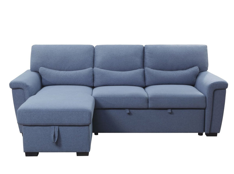 ACME Noemi Reversible Storage Sleeper Sectional Sofa, Blue Fabric 55540 - Atlantic Fine Furniture Inc