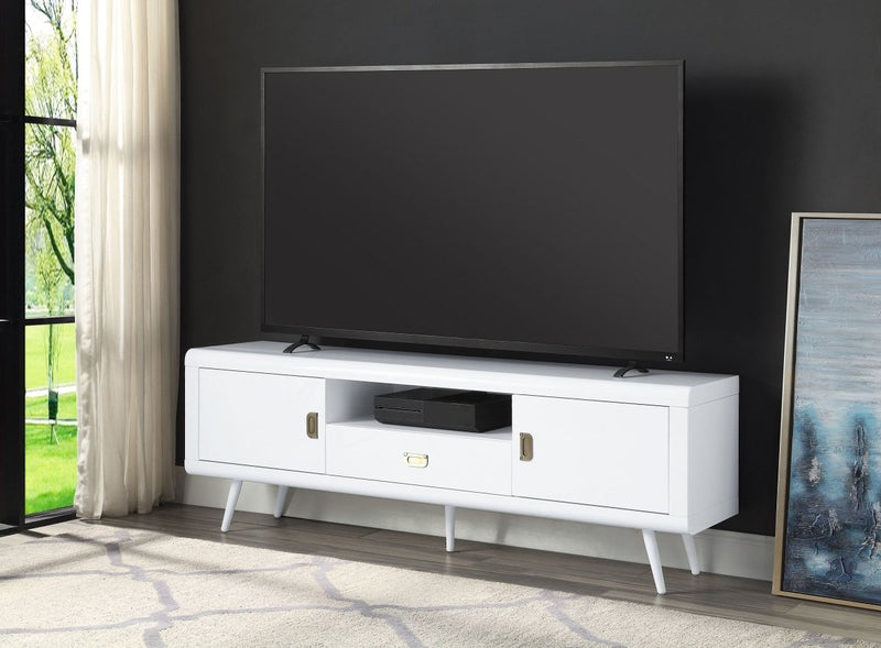 ACME Pagan TV Stand in White High Gloss Finish LV00745 - Atlantic Fine Furniture Inc