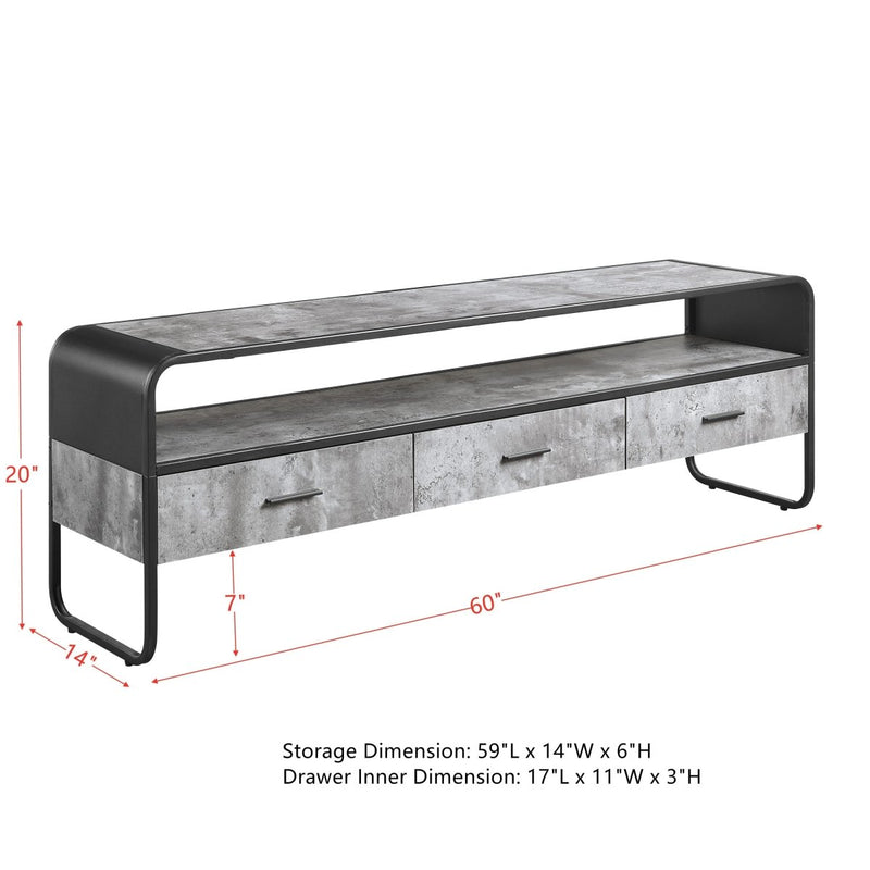 ACME Raziela TV Stand, Concrete Gray & Black Finish LV01142 - Atlantic Fine Furniture Inc