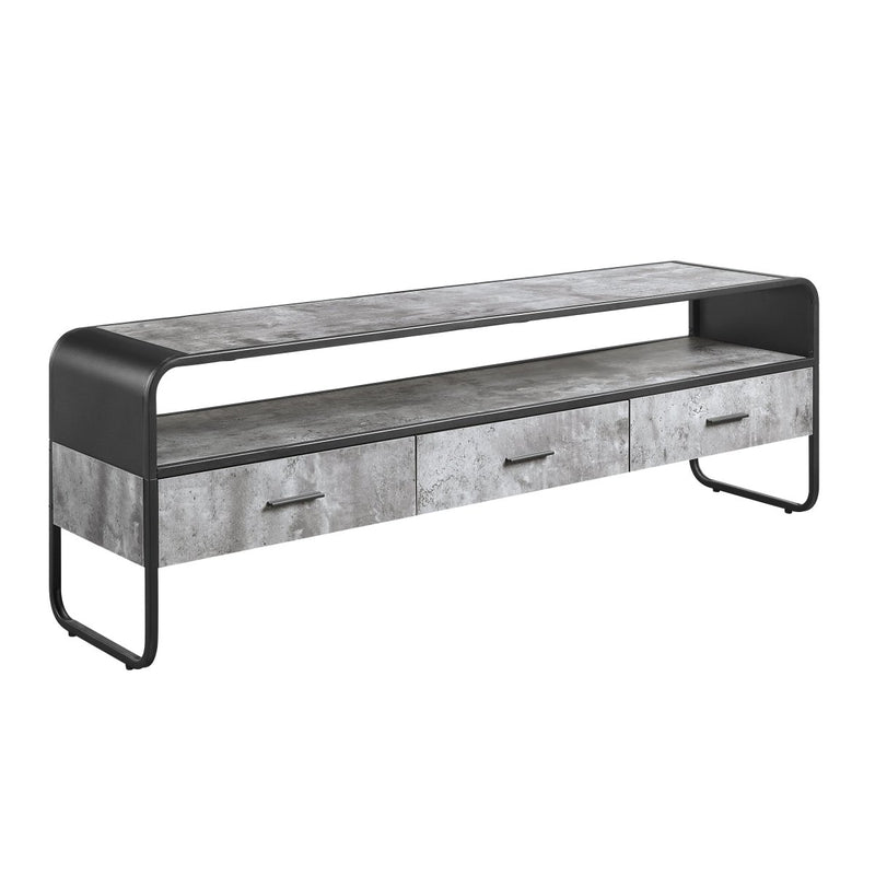 ACME Raziela TV Stand, Concrete Gray & Black Finish LV01142 - Atlantic Fine Furniture Inc