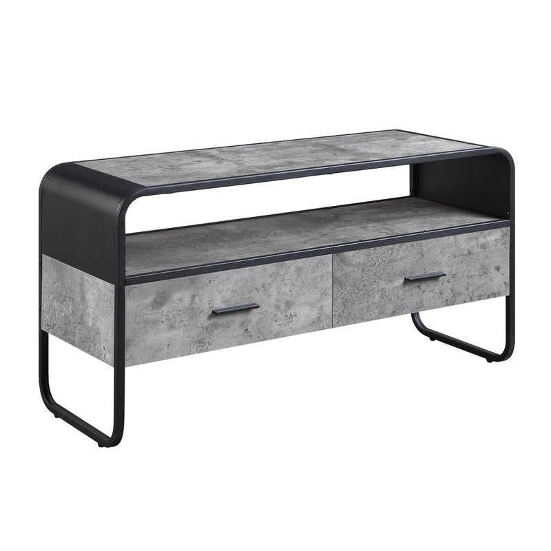 ACME Raziela TV Stand, Concrete Gray & Black Finish LV01143 - Atlantic Fine Furniture Inc