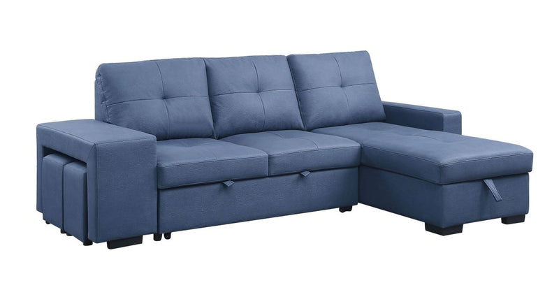 ACME Strophios Reversible Sleeper Sofa, Blue Fabric 54650 - Atlantic Fine Furniture Inc