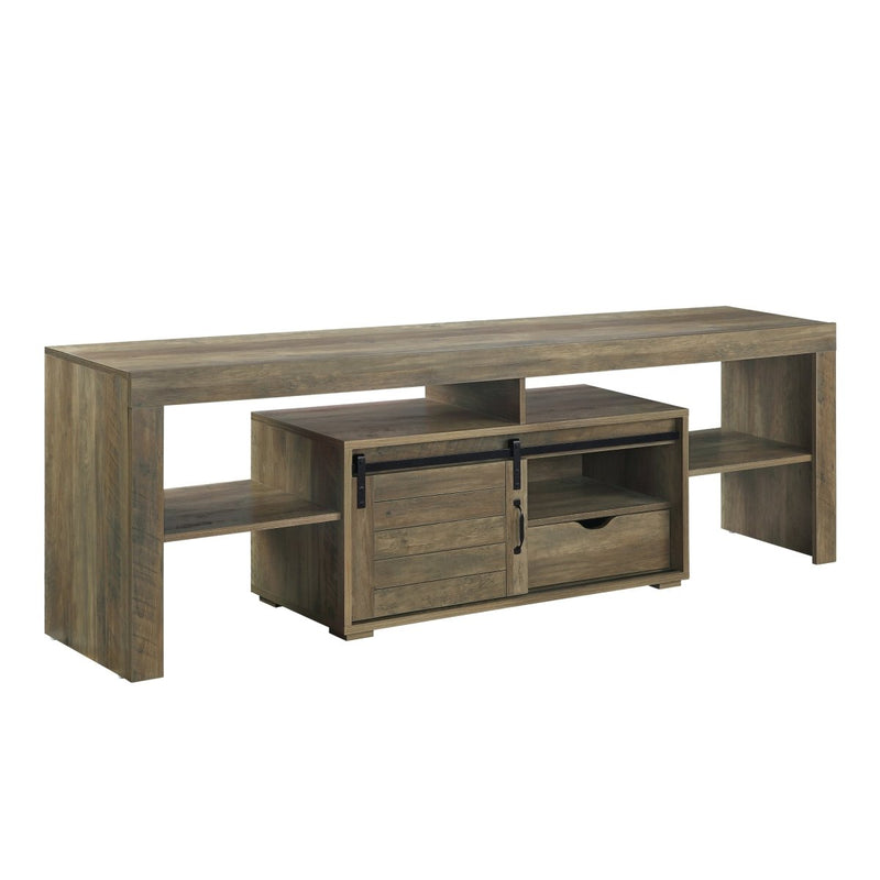 ACME Wasim TV Stand, Rustic Oak Finish LV01102 - Atlantic Fine Furniture Inc