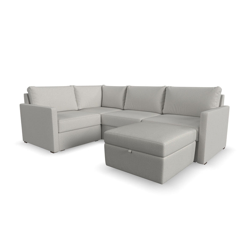 Flex - 4 Seat Sectional, Storage Ottoman - Pearl Silver