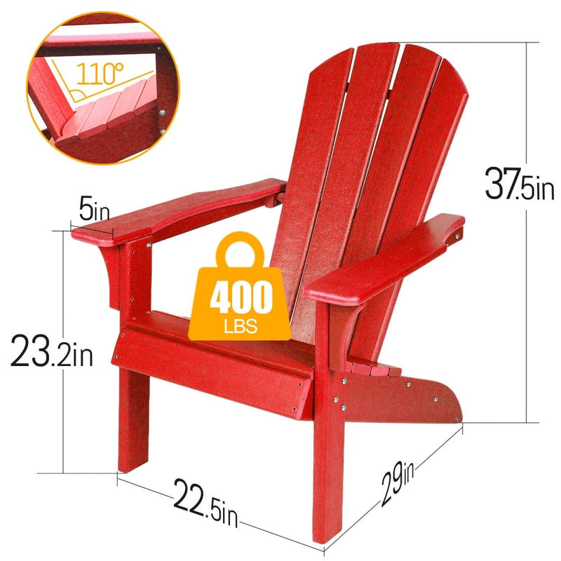 Adirondack Chair Holder HDPE Patio Chairs Weather Resistant Outdoor Chairs for Lawn, Deck, Backyard, Garden, Fire Pit, Plastic Outdoor Chairs - Red - Atlantic Fine Furniture Inc