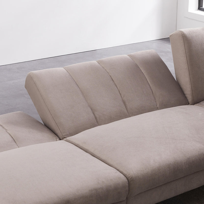 REVERSIBLE SECTIONAL SOFA SLEEPER WITH 2 PILLOWS LIGHT GREY VELVET(W223S00364)