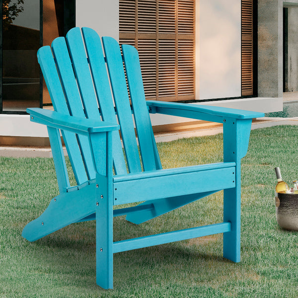 Classic Outdoor Adirondack Chair for Garden Porch Patio Deck Backyard, Weather Resistant Accent Furniture, Blue