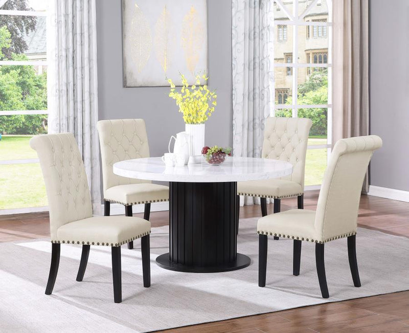 Sherry - Round Dining Table - Rustic Espresso And White