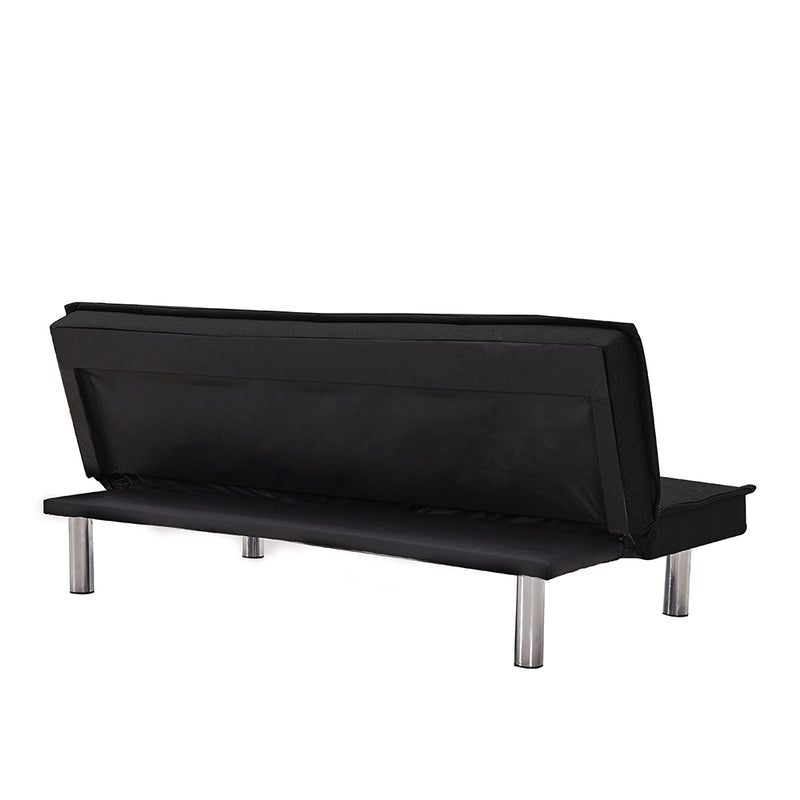 Black Fabric Sofa Bed ， Convertible Folding Futon Sofa Bed Sleeper for Home Living Room .