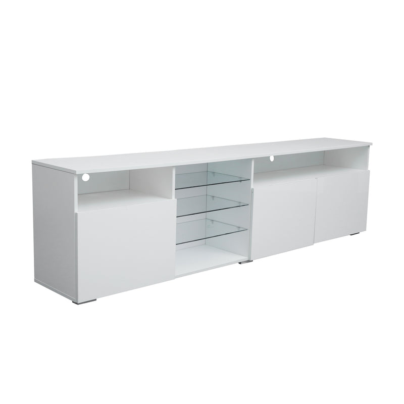 TV Stand  High Gloss Doors Modern TV Stand LED (White)