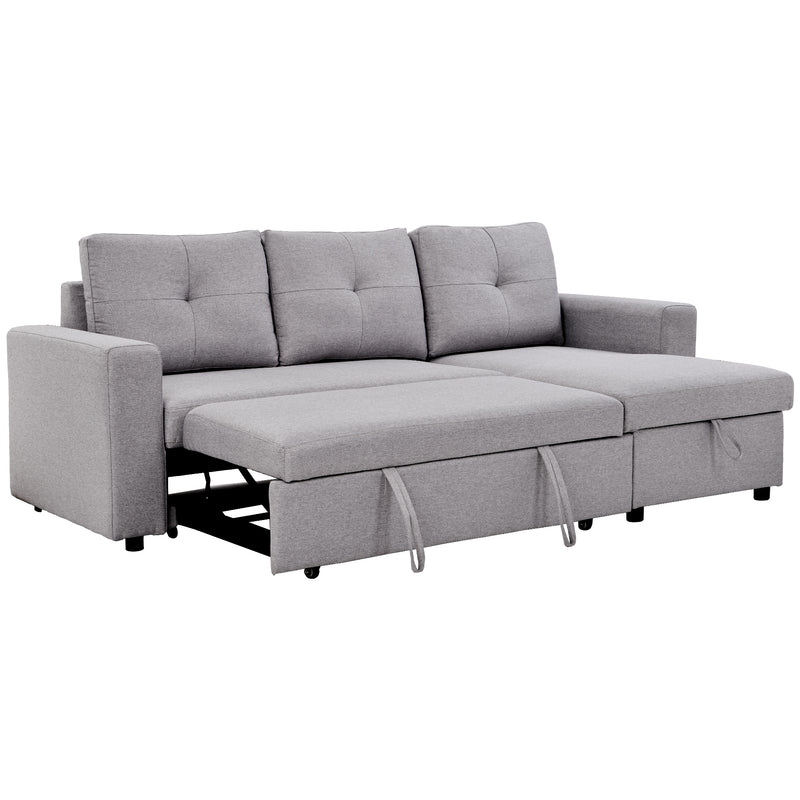 [VIDEO] 90" Reversible Pull out Sleeper L-Shaped Sectional Storage Sofa Bed,Corner sofa-bed with Storage Chaise Left/Right Handed