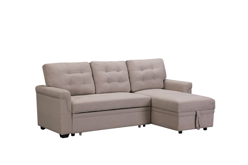 Upholstery Sleeper Sectional Sofa Beige