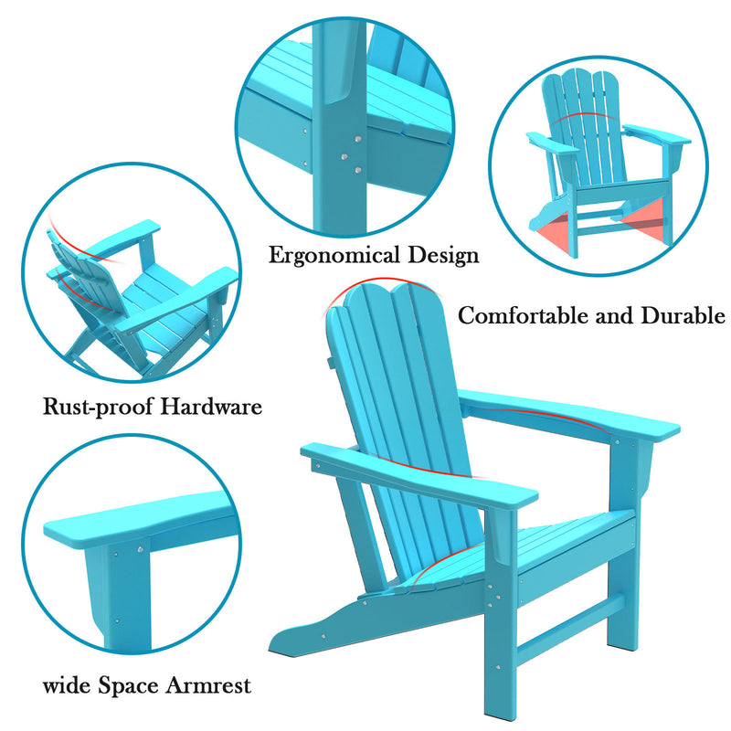 Resistant Adirondack Chair for Patio Deck Garden
Plastic Adirondack Chair, Fire Pit Chair, Blue,1 piece.