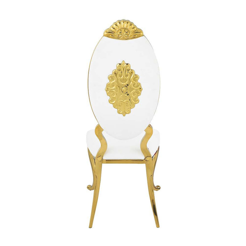 Fallon - Side Chair (Set of 2) - White PU & Mirroed Gold Finish