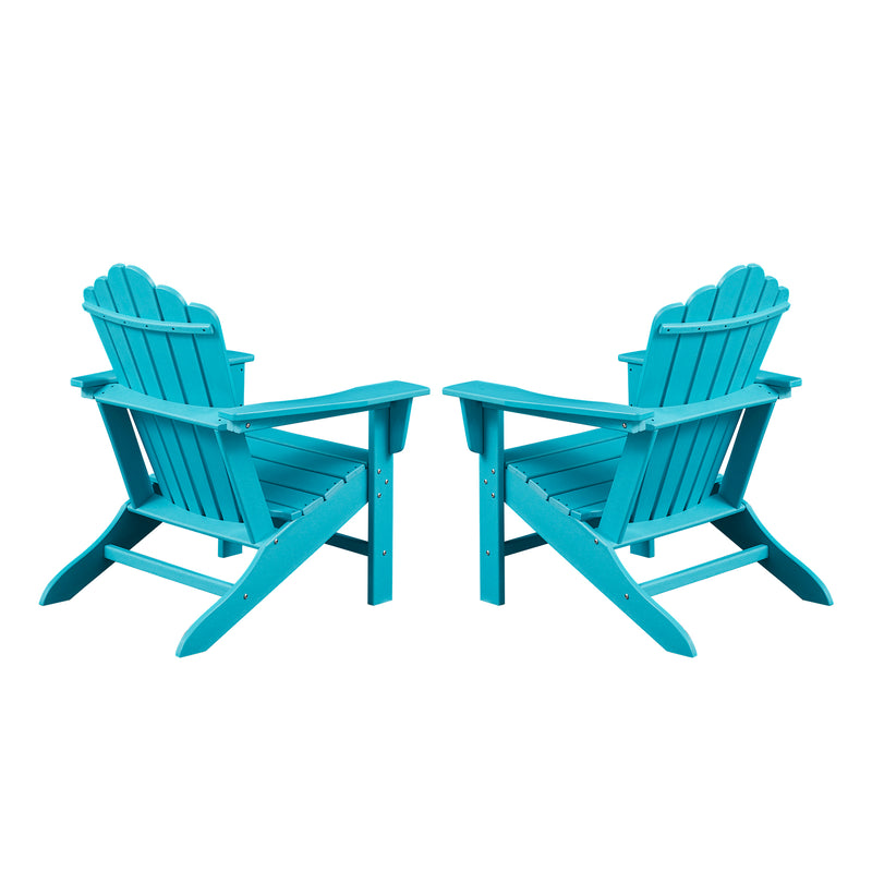 Classic Outdoor Adirondack Chair Set of 2 for Garden Porch Patio Deck Backyard, Weather Resistant Accent Furniture, Blue