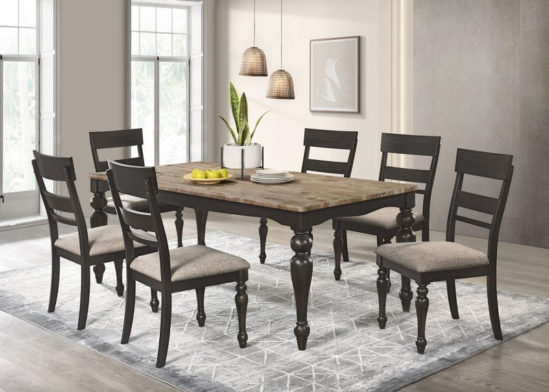 Bridget - Ladder Back Dining Side Chair (Set of 2) - Charcoal Sandthrough And Stone Brown