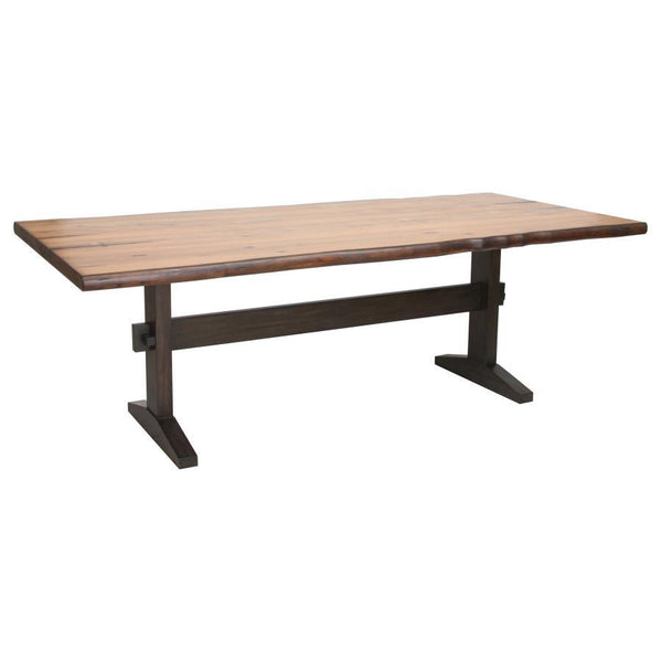 Bexley - Live Edge Trestle Dining Table - Natural Honey And Espresso