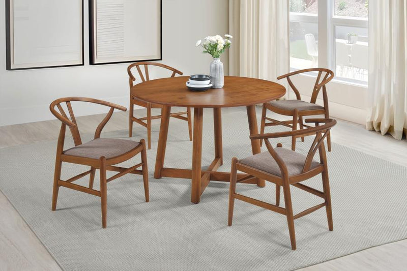 Dinah - Danish Y-Shaped Back Wishbone Dining Side Chair (Set of 2) - Walnut And Brown