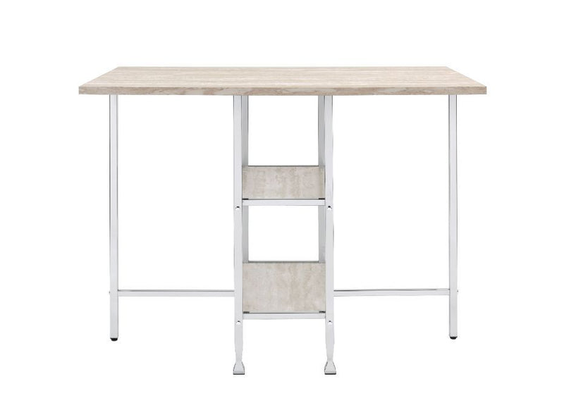 Raine - Counter Height Table - Antique White & Chrome Finish