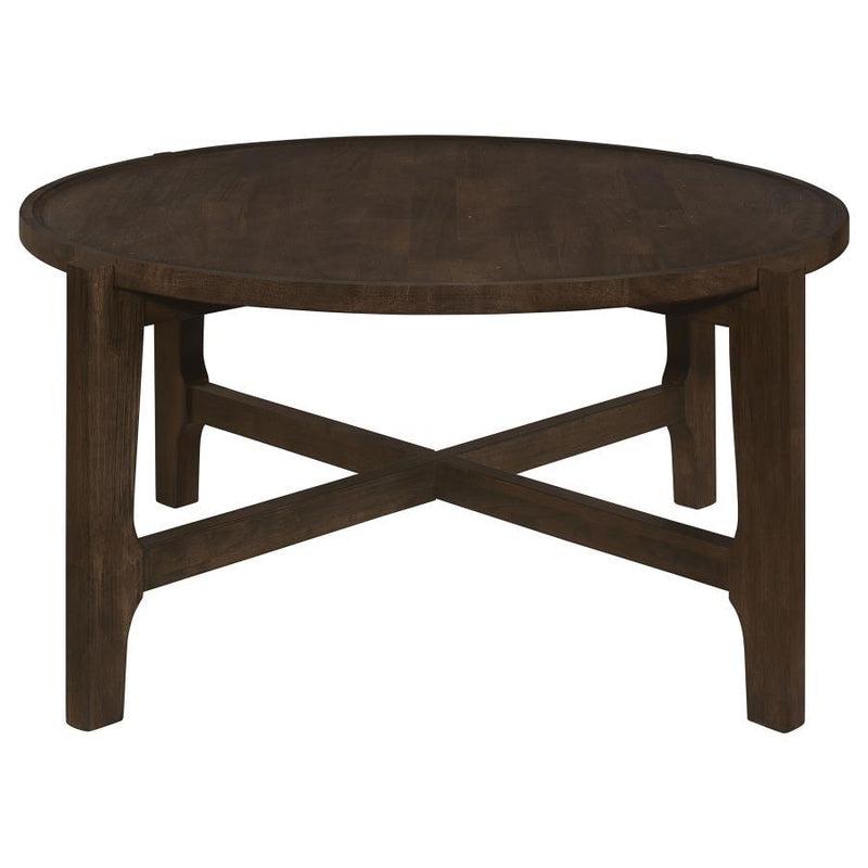 Cota - Round Solid Wood Coffee Table - Dark Brown