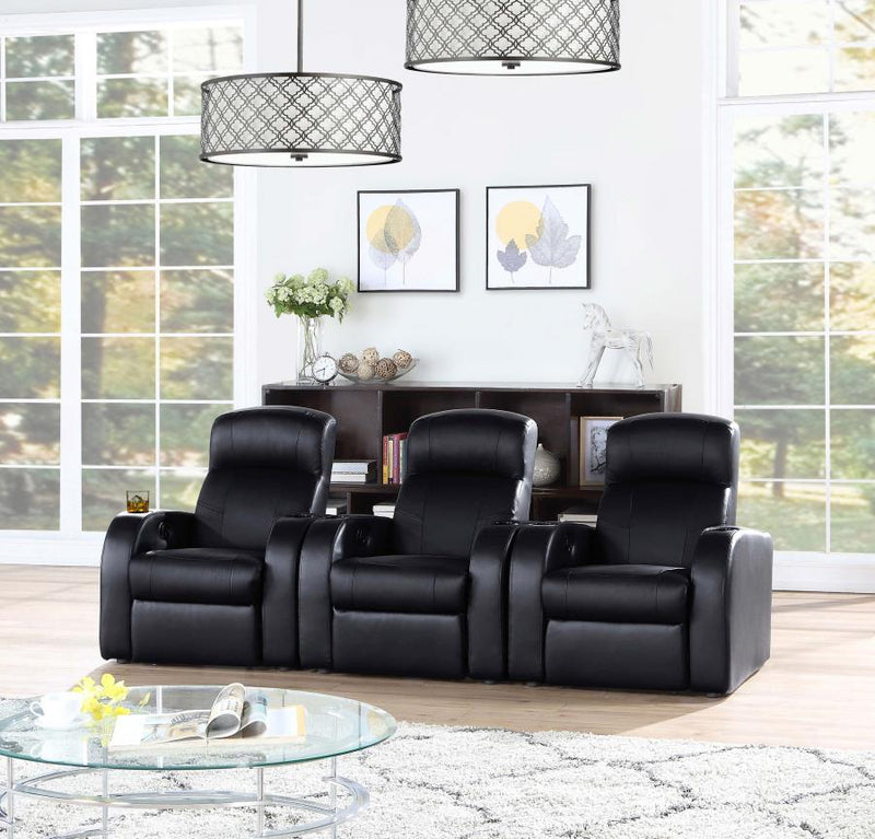 Cyrus - Home Theater Upholstered Recliner - Black