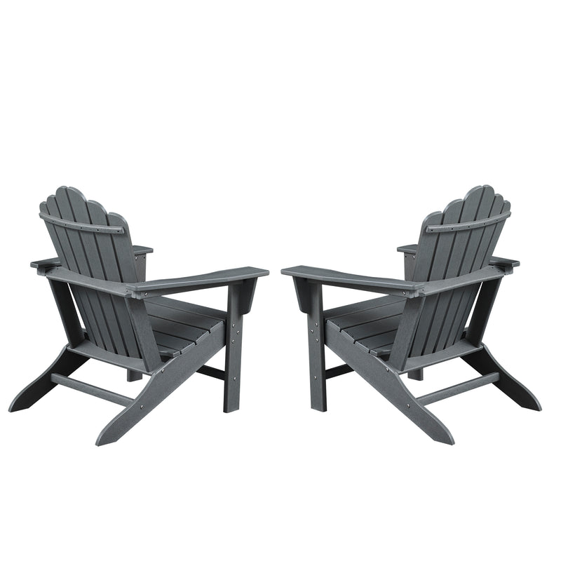 Classic Outdoor Adirondack Chair Set of 2 for Garden Porch Patio Deck Backyard, Weather Resistant Accent Furniture, Slate Grey