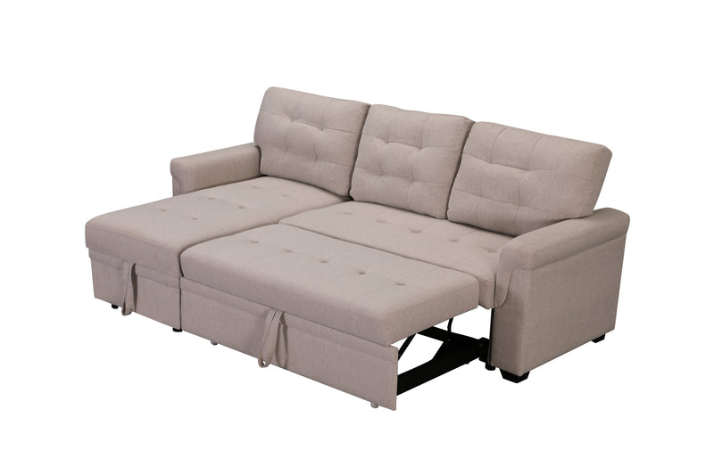 Upholstery Sleeper Sectional Sofa Beige