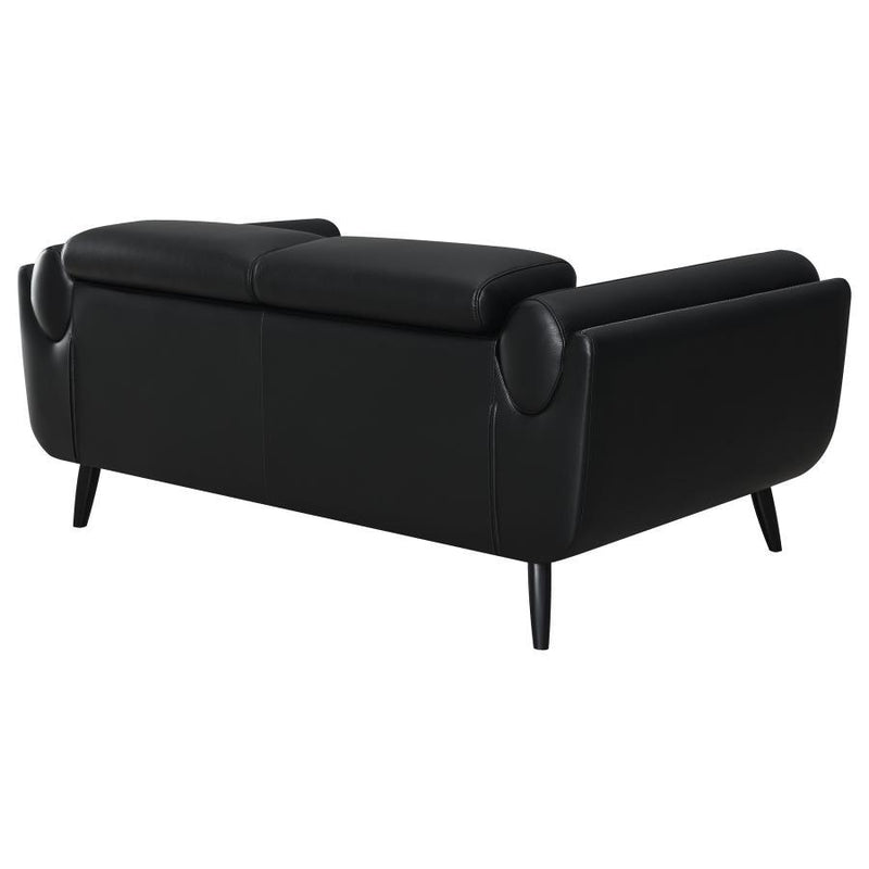 Shania - Track Arms Loveseat With Tapered Legs - Black