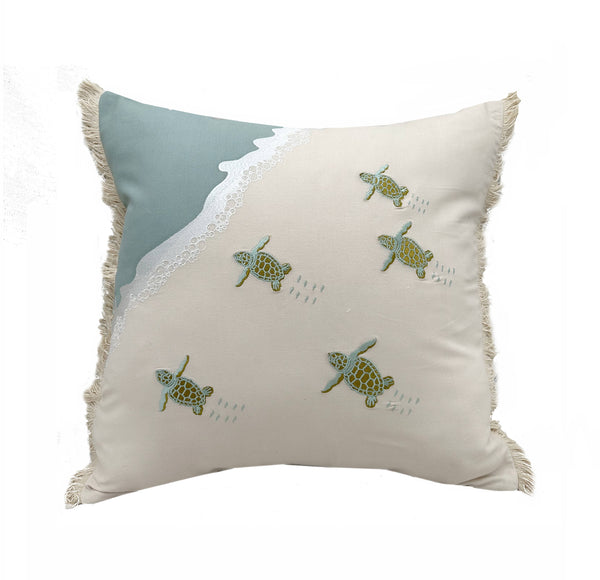 Turtle Migration Indoor Cotton Pillow-Square