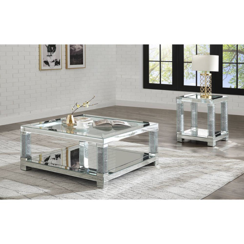 Noralie - Coffee Table - Mirrored & Faux Diamonds - Wood