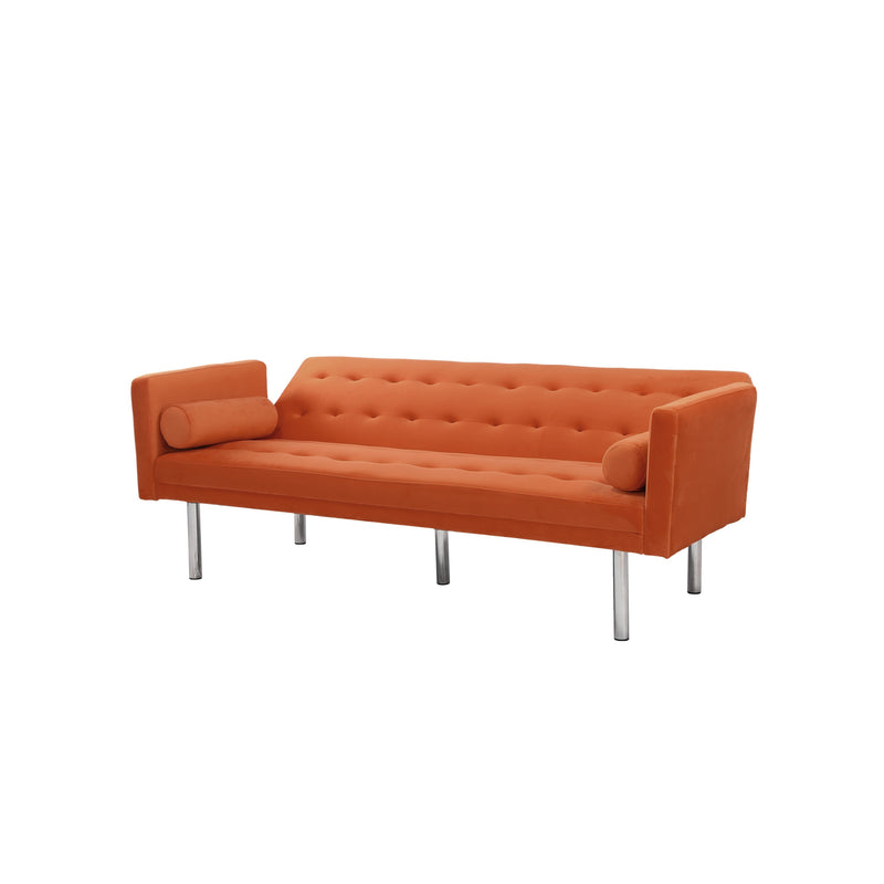 Square arm sleeper sofa Orange Velvet ***Not available for sale on Walmart***