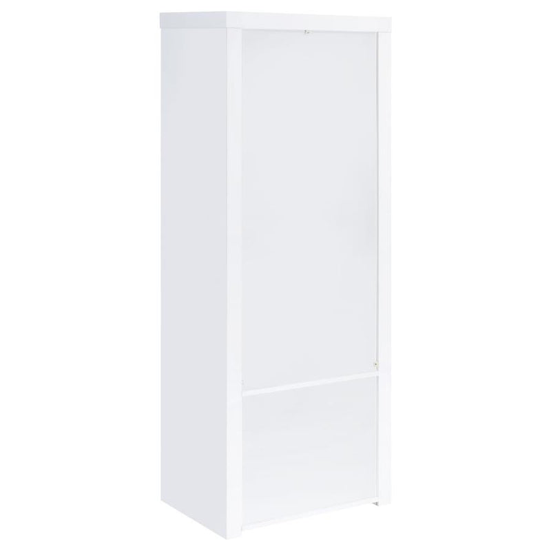 Jude - 3-Shelf Media Tower With Storage Cabinet - White High Gloss