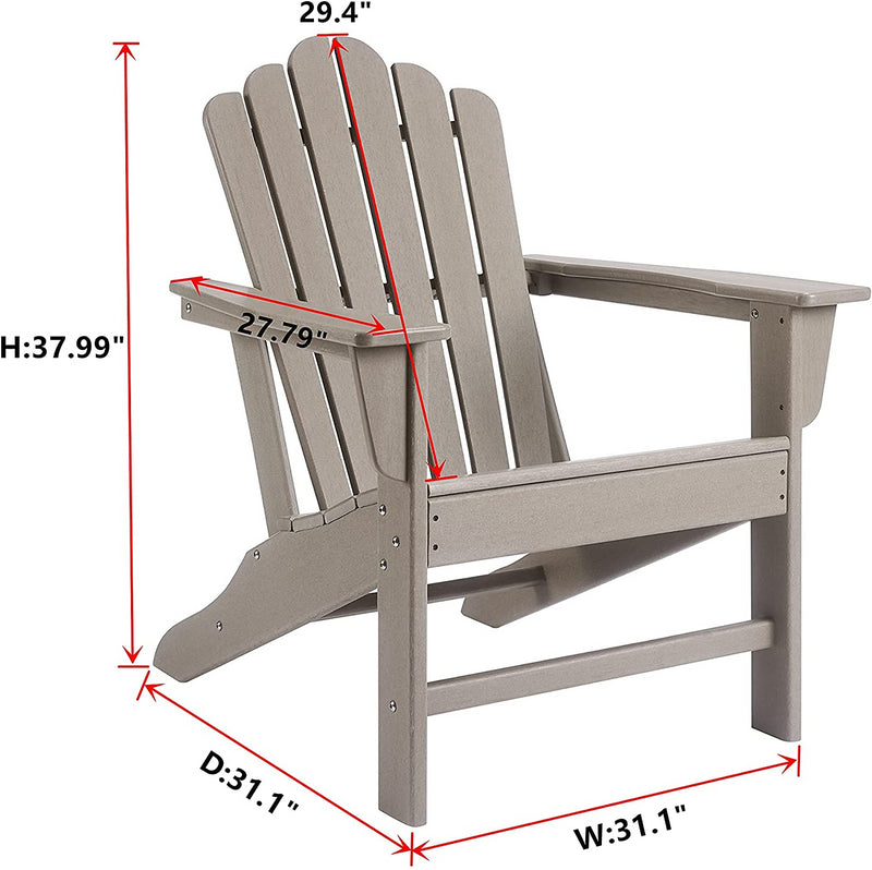 Classic Outdoor Adirondack Chair Set of 2 for Garden Porch Patio Deck Backyard, Weather Resistant Accent Furniture, Brown