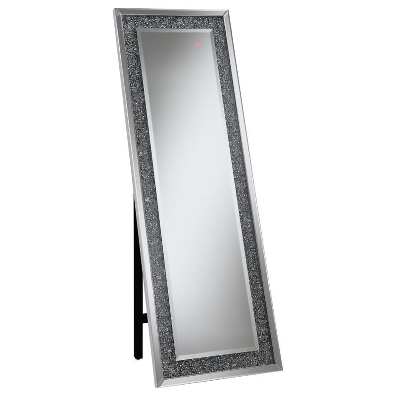 Carisi - Rectangular Standing Mirror With Led Lighting - Silver