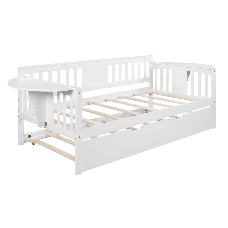 Wooden Daybed With Trundle Bed - Sofa Bed For Bedroom - Living Room - White