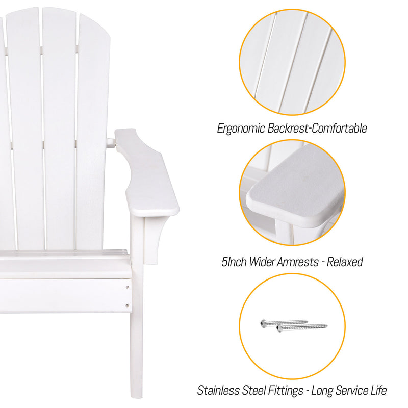 HDPE Adirondack Chair Sunlight Resistant no-Fading Snowstorm Resistant Outdoor Chair Patio Adirondack Chairs Ergonomic Comfort Widely Used for Fire Pits Decks Gardens,Campfire Chairs - White