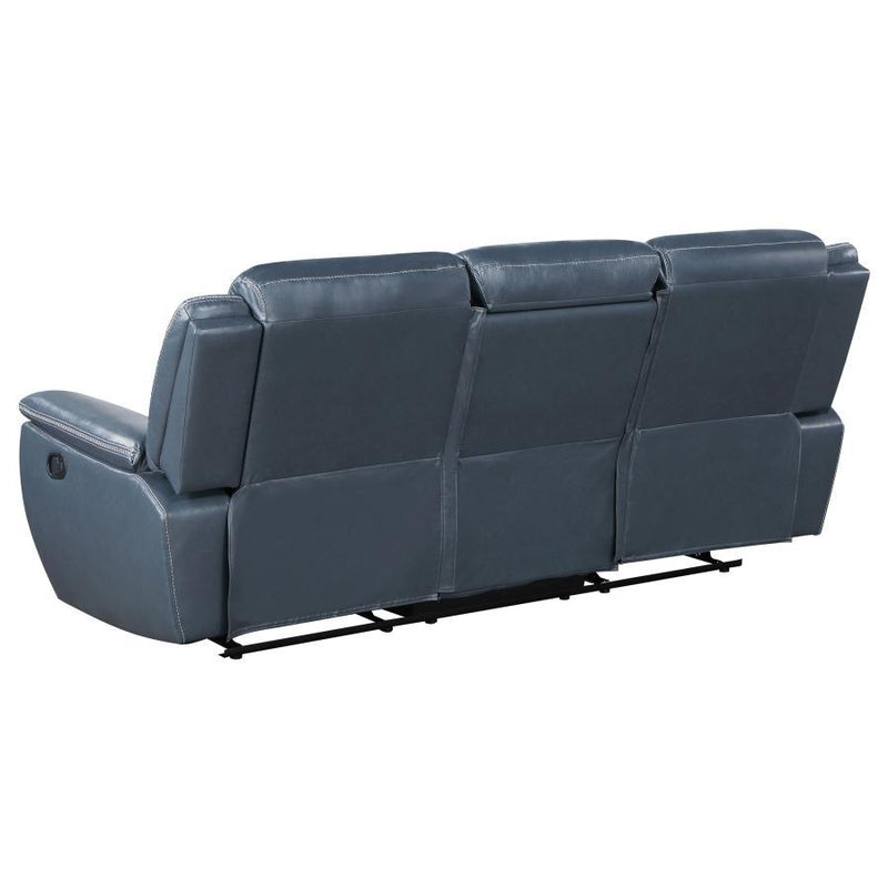 Sloane - Upholstered Padded Arm Reclining Sofa - Blue