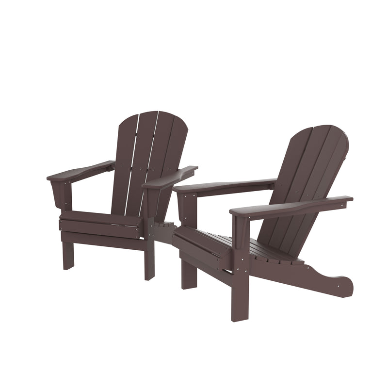 HDPE Adirondack Chair, Fire Pit Chairs, Sand Chair, Patio Outdoor Chairs,DPE Plastic Resin Deck Chair, lawn chairs, Adult Size ,Weather Resistant for Patio/ Backyard/Garden , Brown, Set of 2