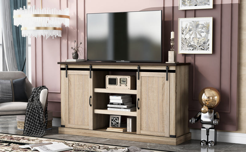 U-Can TV Stand with 2 Adjustable Panels Open Style Cabinet, Sideboard for Living room, Walnut