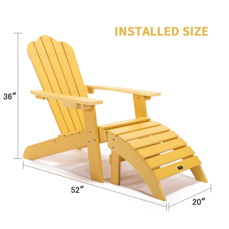 TALE Adirondack Chair Backyard Furniture Painted Seating with Cup Holder All-Weather and Fade-Resistant Plastic Wood for Lawn Outdoor Patio Deck Garden Porch Lawn Furniture Chairs Yellow