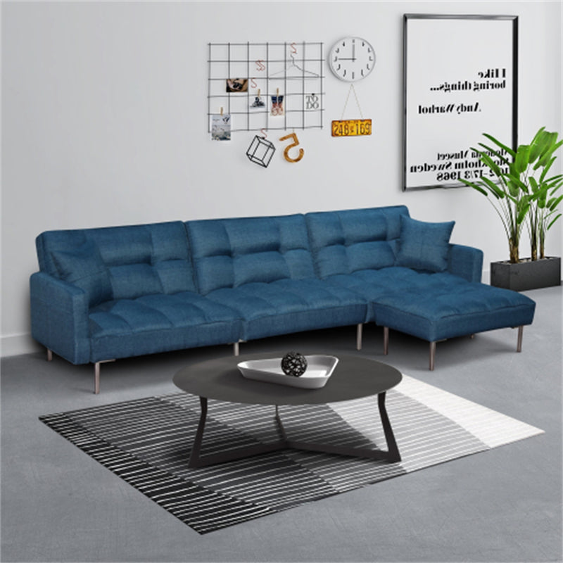 Sectional sofa couch sleeper blue