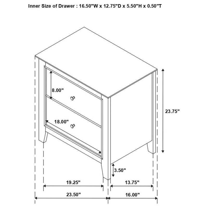 Selena - 2-Drawer Nightstand - Buttermilk