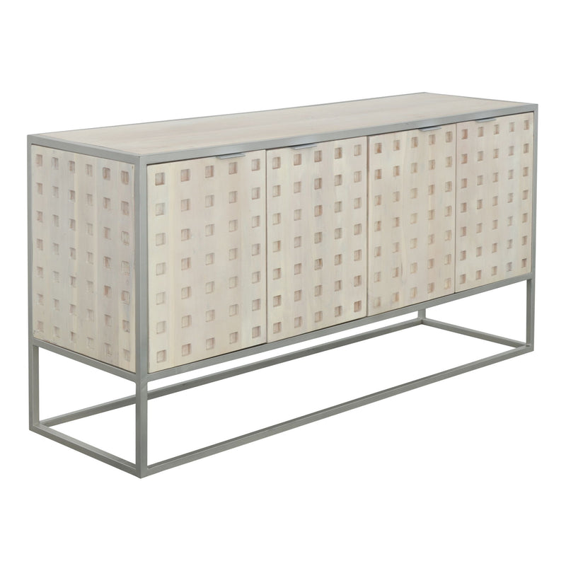 Natalie - Four Door Credenza - Pique White Wash / Metal