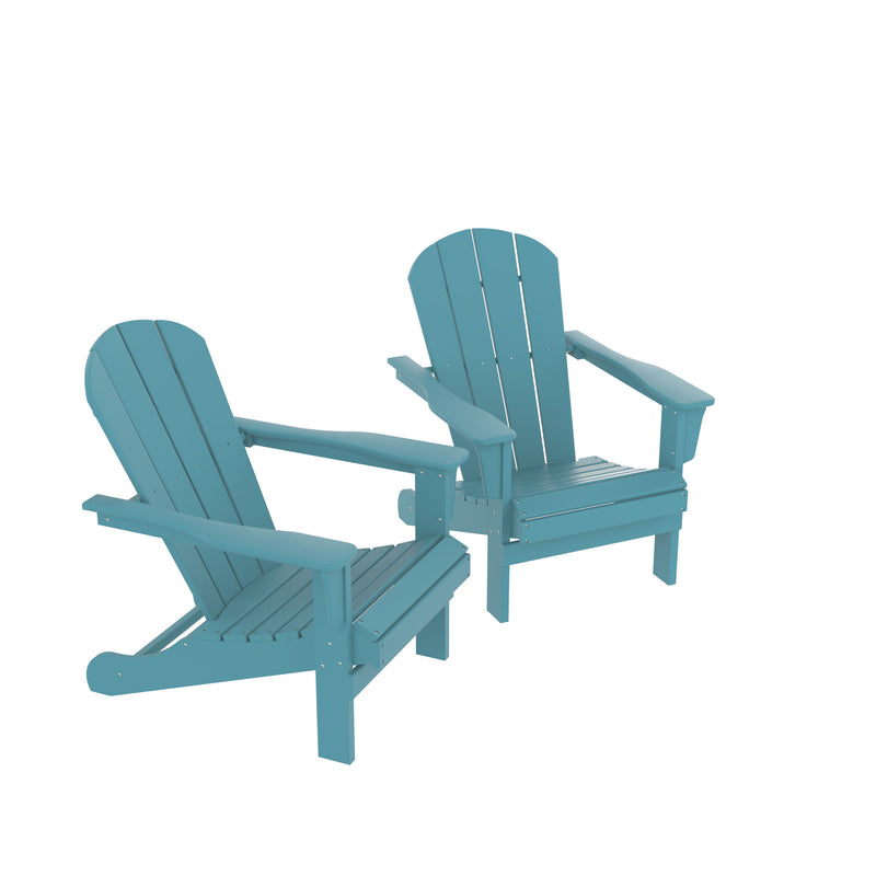 HDPE Adirondack Chair, Fire Pit Chairs, Sand Chair, Patio Outdoor Chairs,DPE Plastic Resin Deck Chair, lawn chairs, Adult Size ,Weather Resistant for Patio/ Backyard/Garden , Blue, Set of 2