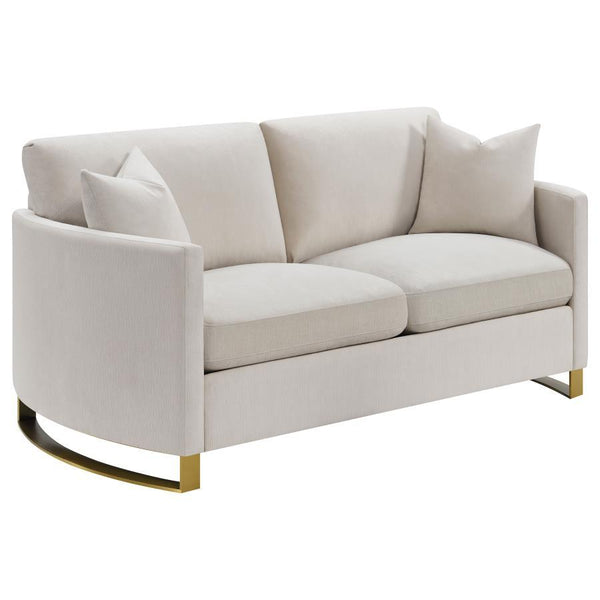 Corliss - Upholstered Arched Arms Loveseat - Beige