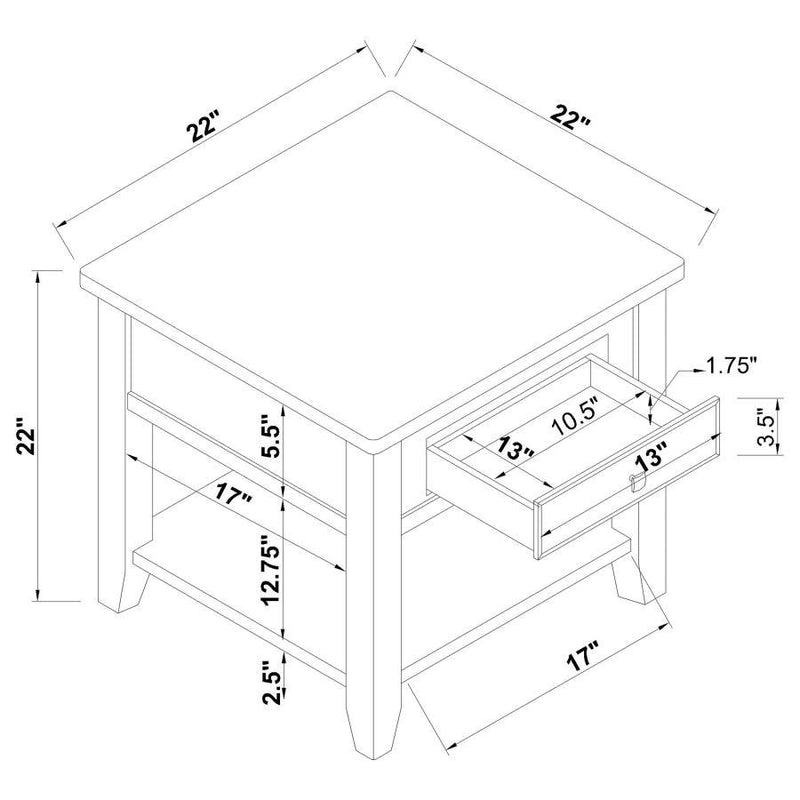 Bradford - Square 1-Shelf End Table - Walnut