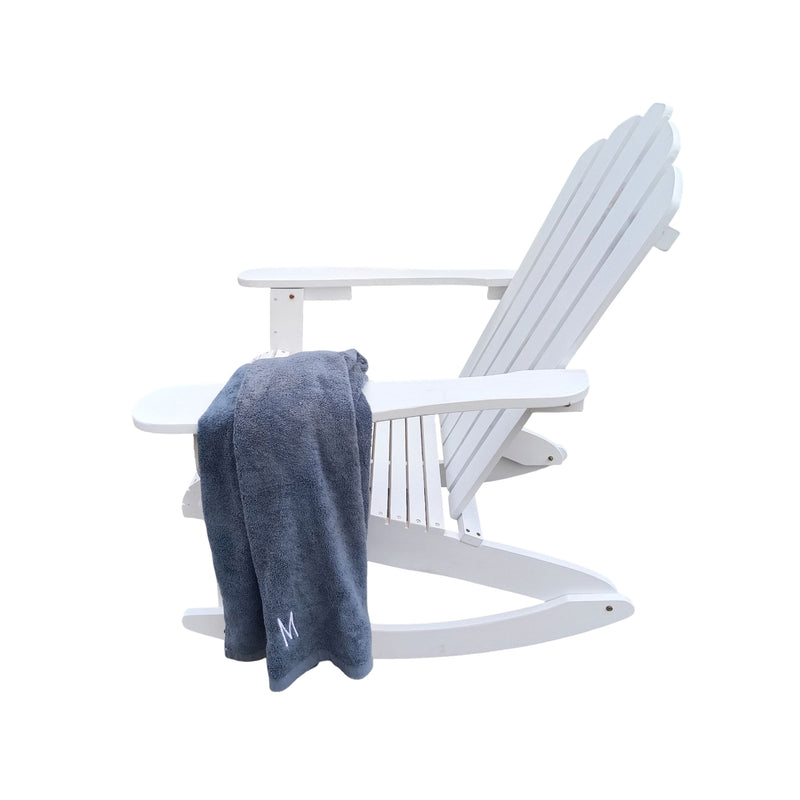 Reclining Wooden  Outdoor Rocking Adirondack chair White